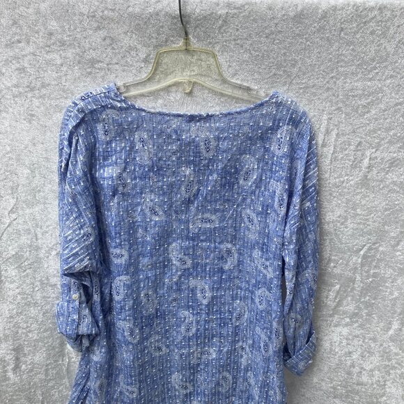 Jjill cotton/poly blue summer blouse size small - Picture 2 of 5